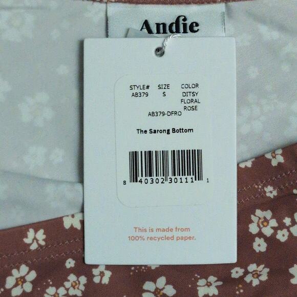 Andie The Sarong Bottom Ditsy Floral Rose Swimwear Bathing Suit Size S New - Picture 10 of 10